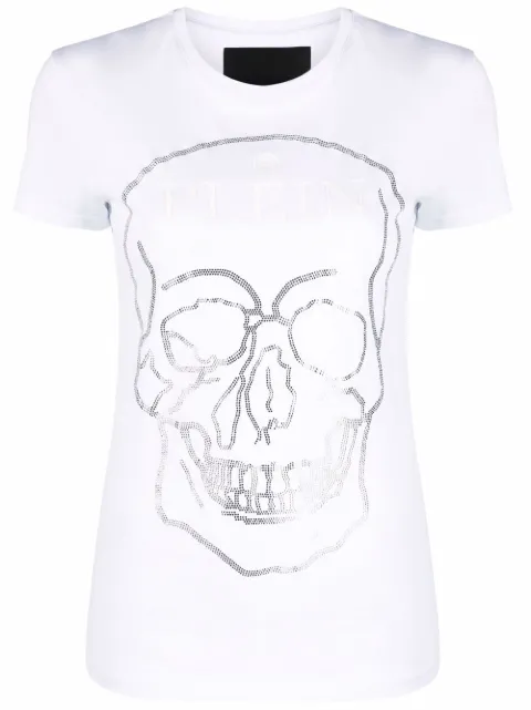 Philipp Plein crystal-embellished cotton T-shirt White AAACWTK2344PJY002N