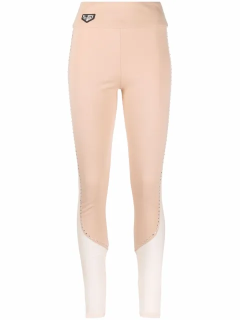 Philipp Plein stud-detail sheer-paneling leggings Neutrals AAACWRT1007PTE003N