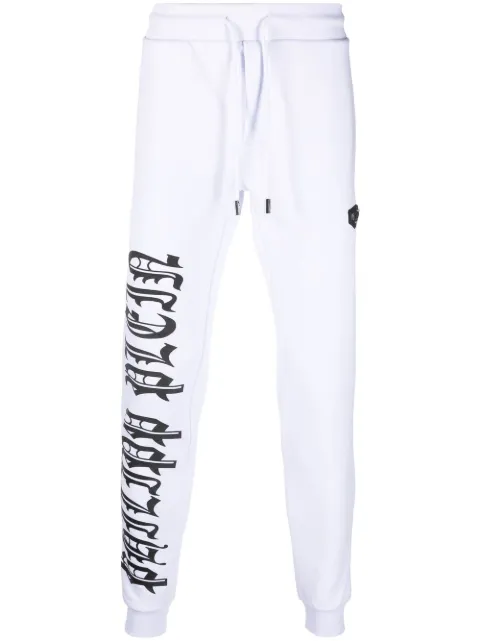 Philipp Plein Gothic Plein cotton track pants White AAACMJT1880PJO002N