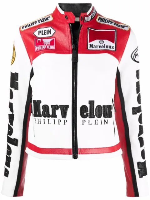 Philipp Plein logo colour-block jacket White AAACWLB0880PLE010N