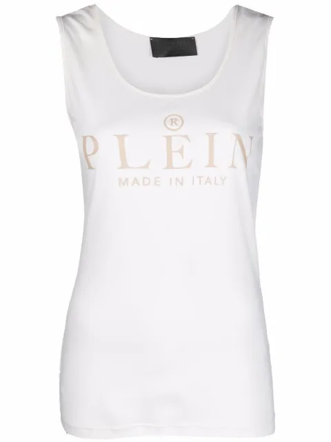 Philipp Plein logo-print tank top Neutrals AAACWTK2231PJY002N