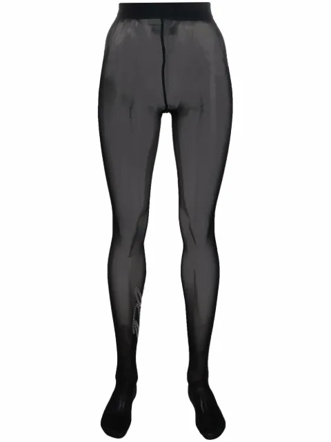 Philipp Plein Signature Stripe crystal-embellished tights Black AAACWUY0102PTE003N