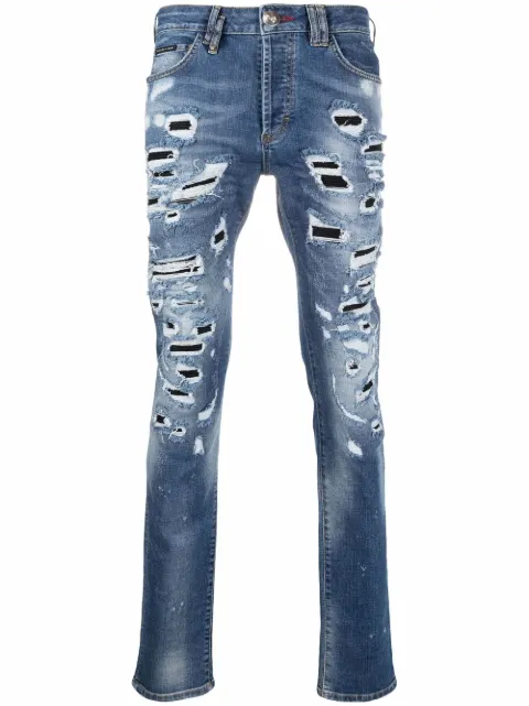 Philipp Plein straight-leg distressed jeans Blue FAACMDT2559PDE004N