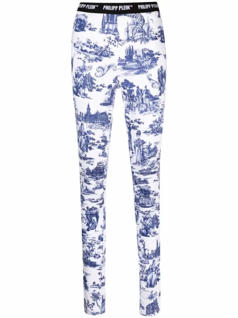 Philipp Plein embroidered high-rise leggings Blue AAACWRT0949PTE003N