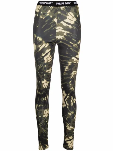 Philipp Plein tie-dye print leggings Green AAACWRT1002PTE003N