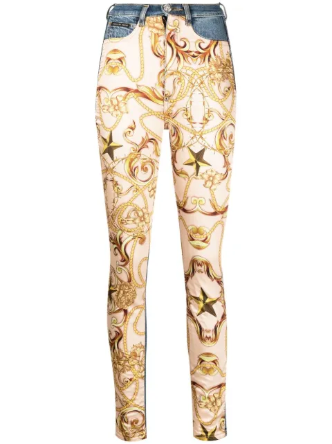 Philipp Plein baroque-print skinny jeans Neutrals FAACWDT1653PDE004N