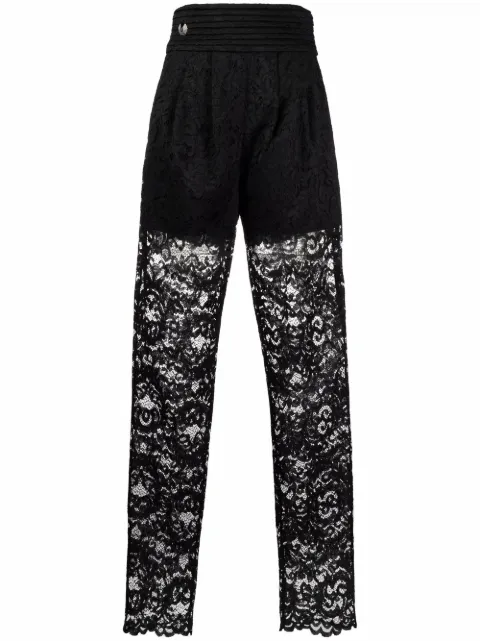 Philipp Plein straight-leg lace trousers Black FAACWRT0925PTE003N