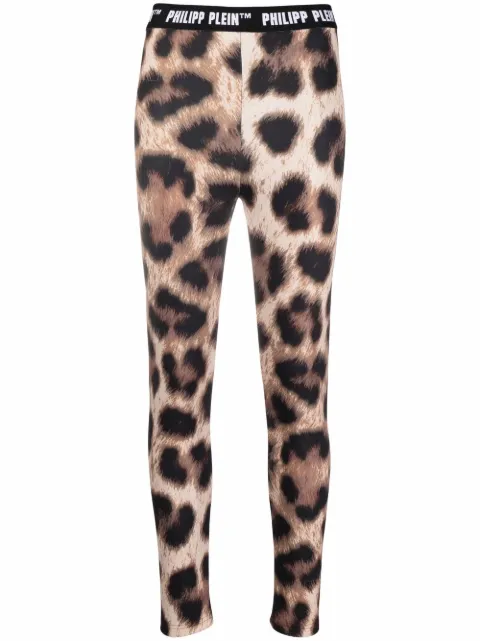 Philipp Plein leopard-print biker leggings Black FAACWRT0943PTE003N