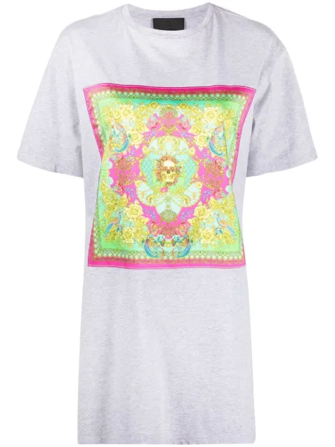 Philipp Plein baroque print T-shirt dress Grey FAACWTG0371PJY002N