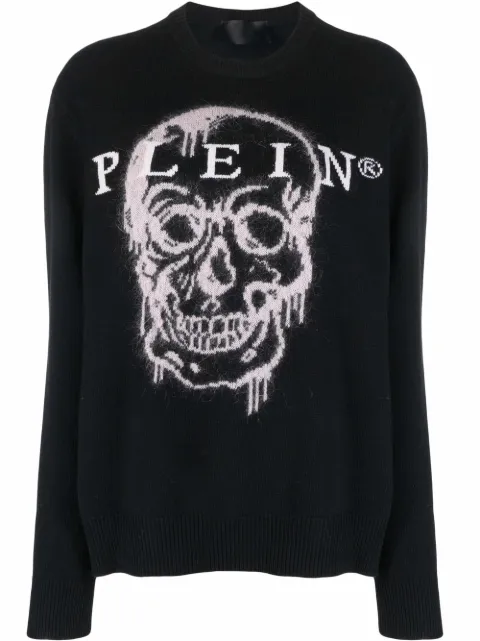 Philipp Plein intarsia-knit skull jumper Black FAACWKO0420PKN002N