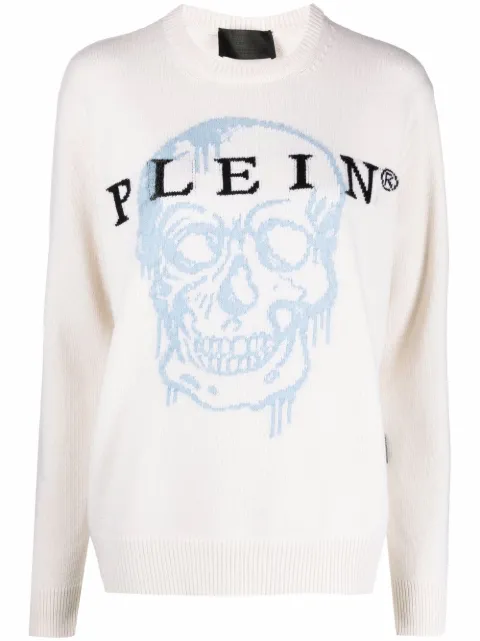 Philipp Plein skull-intarsia jumper Neutrals FAACWKO0420PKN002N