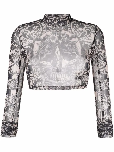 Philipp Plein New Baroque cropped top Neutrals FAACWRK0273PTE003N