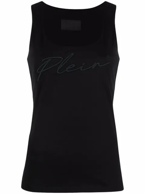 Philipp Plein logo-embroidered tank top Black FAACWTK2236PJY002N