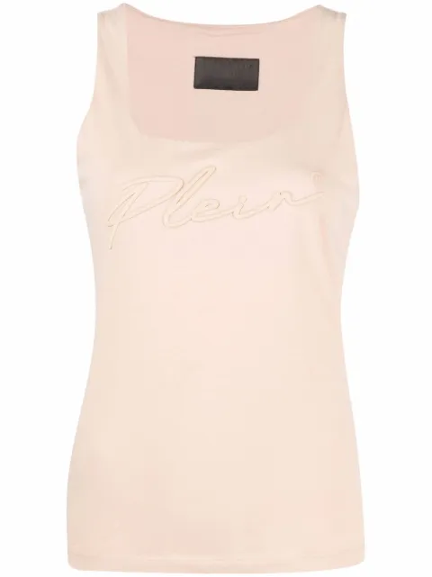 Philipp Plein logo-embroidered vest top Neutrals FAACWTK2236PJY002N