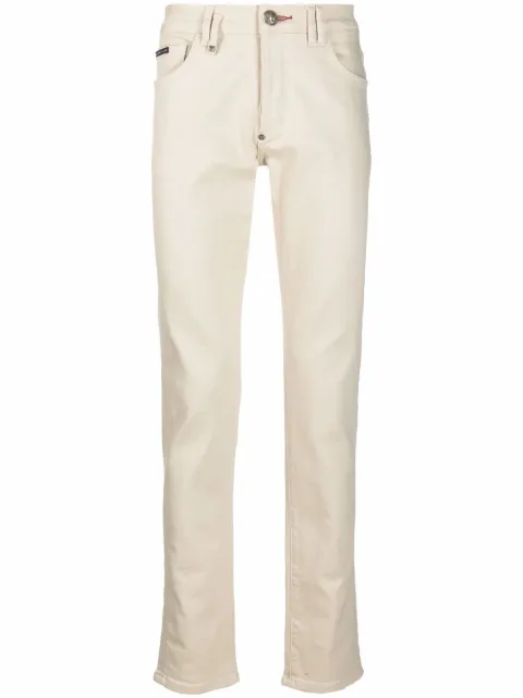Philipp Plein logo-plaque slim-fit jeans Neutrals FAACMDT2551PDE004N