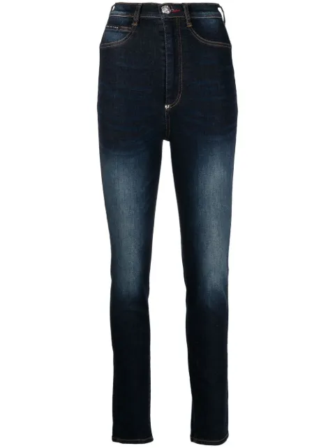 Philipp Plein stonewashed high-waisted jeggings Blue FAACWDT1687PDE004N