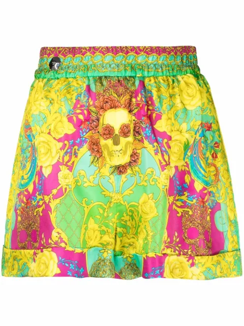 Philipp Plein baroque-print shorts Green FAACWRT0912PTE003N