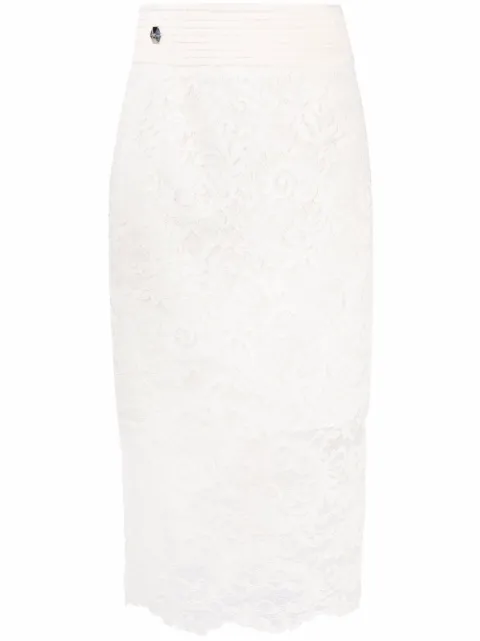 Philipp Plein lace midi skirt Neutrals FAACWRV0343PTE003N