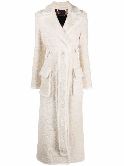 Philipp Plein belted-waist bouclé coat Neutrals FAACWUG0013PTE003N
