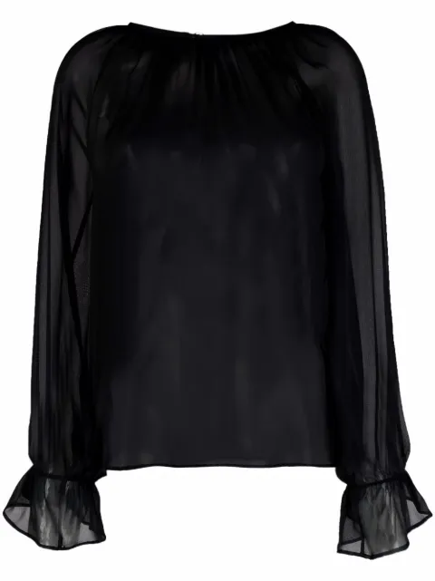 Philipp Plein poet-sleeve blouse Black FAACWRP0273PTE003N