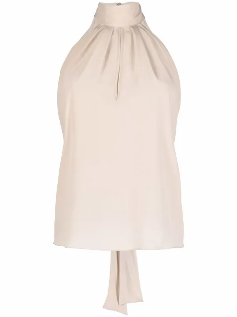 Philipp Plein high-neck chiffon top Neutrals FAACWRP0292PTE003N