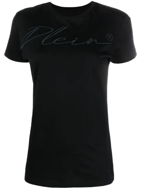Philipp Plein logo-embroidered cotton T-shirt Black FAACWTK2235PJY002N