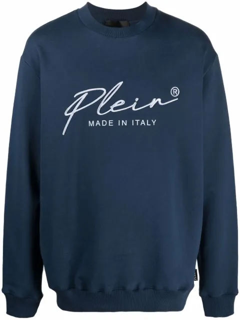 Philipp Plein embroidered-logo sweatshirt Blue FAACMJO0776PJO002N