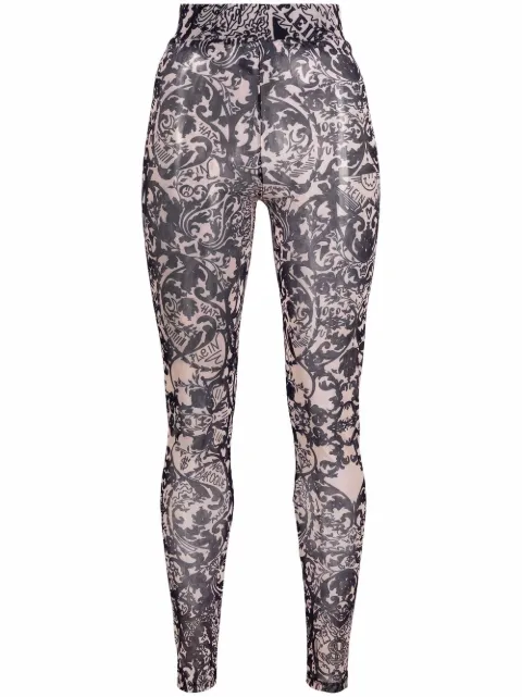 Philipp Plein New Baroque printed tulle leggings Neutrals FAACWRT0958PTE003N