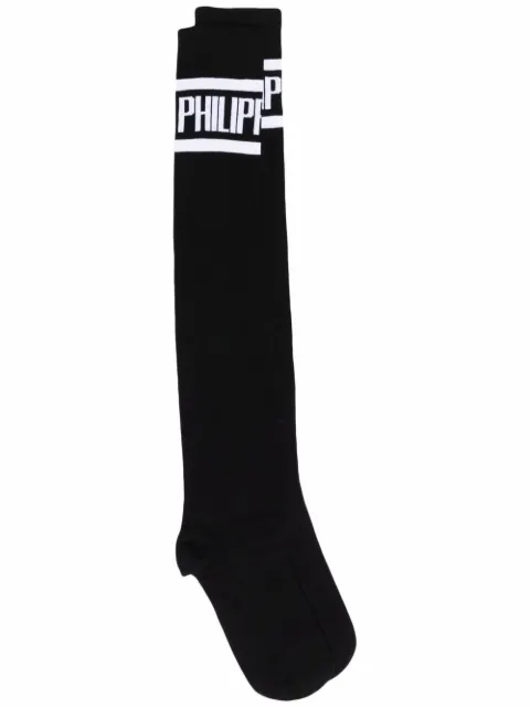 Philipp Plein logo-print socks Black FAACWUY0086PTE003N