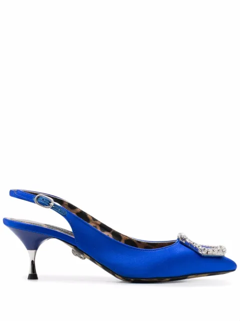 Philipp Plein Crystal Hexagon leather pumps Blue FAASWSD0401PXV001N