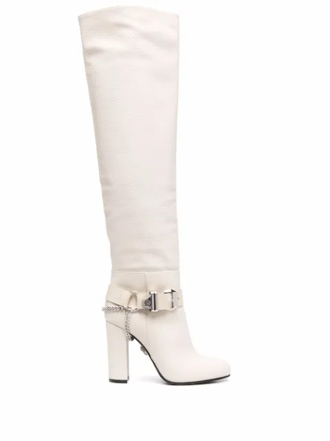Philipp Plein buckle-detail knee-high boots Neutrals FAASWSE0545PLE010N