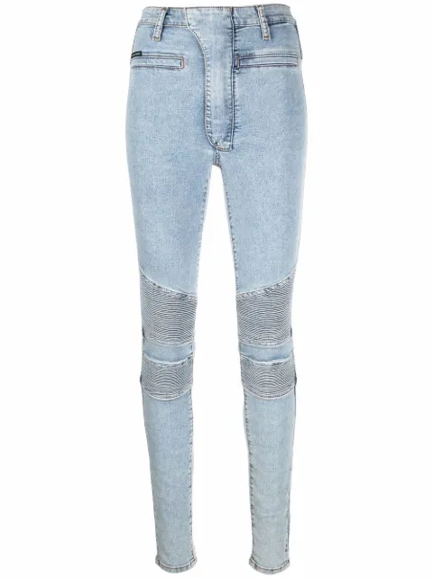 Philipp Plein Iconic high waisted biker jeans Blue AAACWDT1719PDE004N