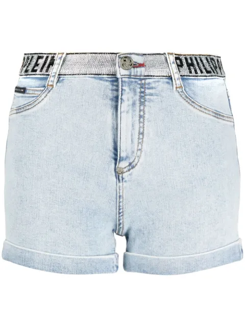 Philipp Plein logo-embellished denim shorts Blue AAACWDT1727PDE004N