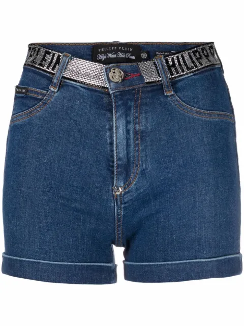 Philipp Plein logo-embellished denim shorts Blue AAACWDT1727PDE004N