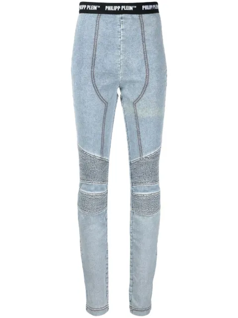 Philipp Plein logo-waistband leggings Blue AAACWDT1763PDE004N