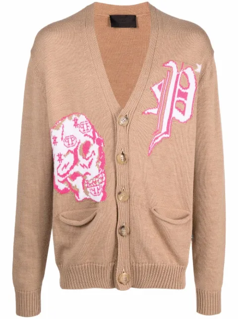 Philipp Plein merino wool cardigan Neutrals AAACMKQ0032PKN002N
