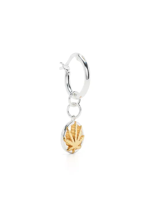 True Rocks Marijuana Leaf hoop earring Silver TWOTONEMAJUANALEAFHOOPEARRINGMEN