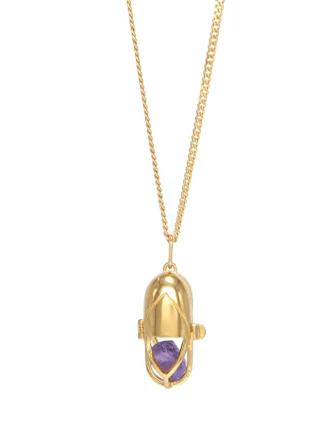 Capsule Eleven amethyst crystal capsule pendant necklace Gold CAPSULECRYSTALPENDANTGOLDAMETHYSTWOMEN