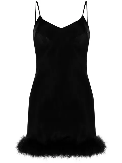Gilda & Pearl Kitty feather-trimmed slip dress Black 2060BLACK
