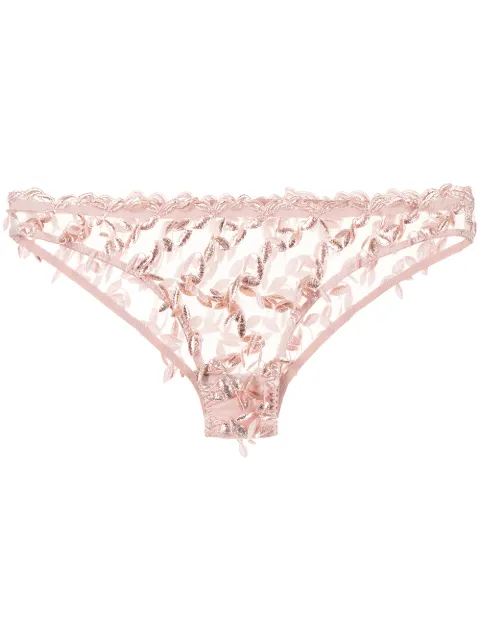 Gilda & Pearl Tallulah embroidered stretch-silk knickers Pink 2107PINK