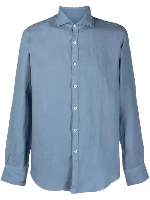 Canali slim-fit linen shirt Blue CSL7077GM02128401