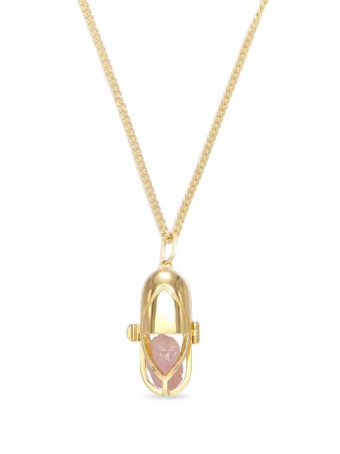 Capsule Eleven capsule crystal quartz pendant necklace Gold ROSEQUARTZCAPSULECRYSTALPENDANT