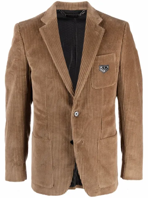 Philipp Plein single-breasted corduroy blazer Neutrals AAACMRF1438PTE003N