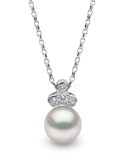 Yoko London 18kt white gold Trend freshwater pearl and diamond pendant necklace Silver TPM02177C
