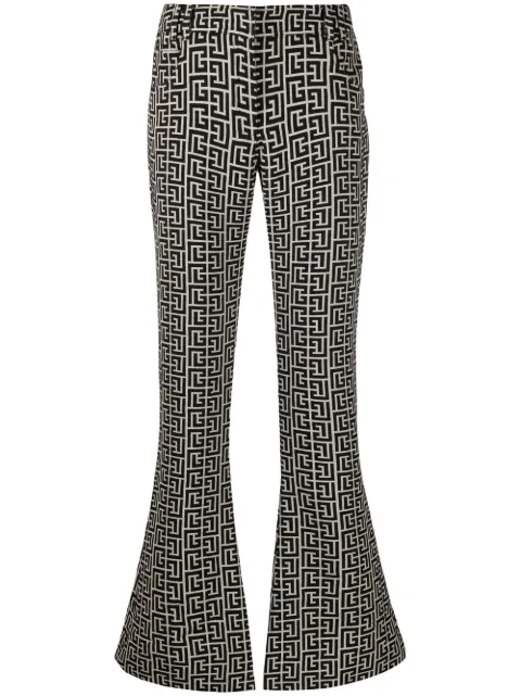 Balmain low-rise monogram bootcut trousers Black VF0PP015W126