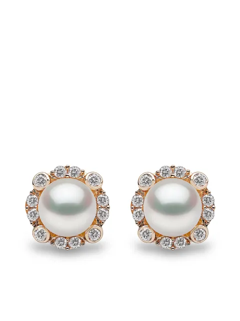 Yoko London 18kt yellow gold Trend freshwater pearl and diamond stud earrings Gold TEM02226
