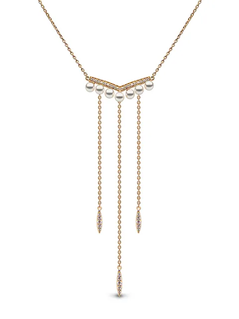 Yoko London 18kt yellow gold Trend freshwater pearl and diamond necklace Gold Q2085NLET6