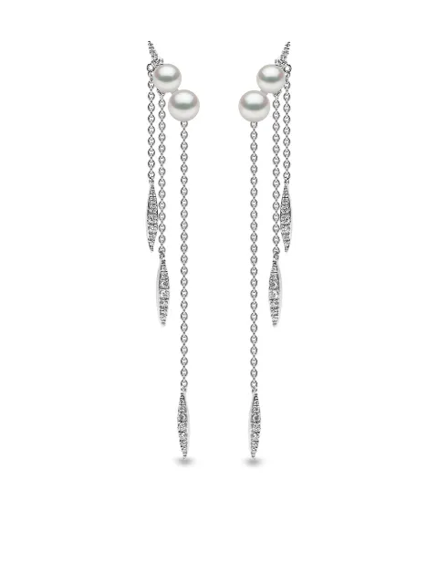 Yoko London 18kt white gold Trend freshwater pearl and diamond earrings Silver Q2088EARR7