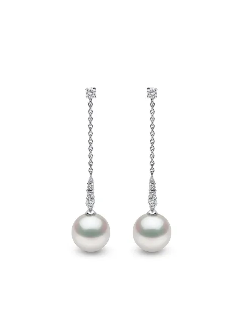 Yoko London 18kt white gold Trend freshwater pearl and diamond drop earrings Silver QYE2022701