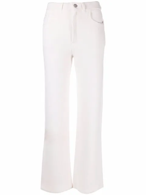 Barrie stitch detail flared trousers White C85645